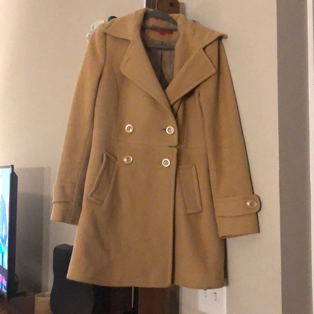 Anne Klein camel pea coat. 80% wool, 20% nylon